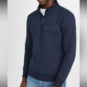 Faherty Navy Quilted quarter snap Sweater